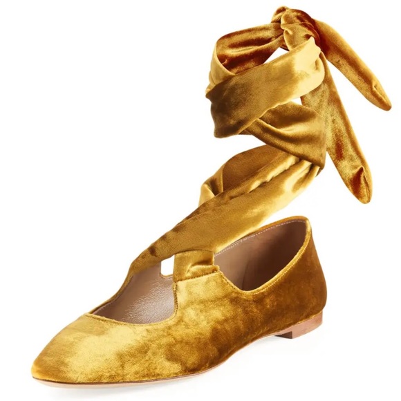 The Row Shoes - THE ROW lace-up velvet ballet flats